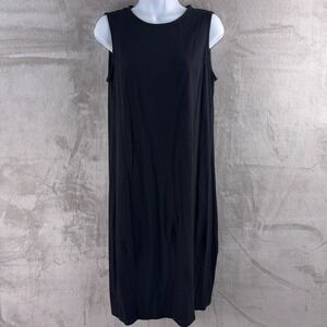 Eileen Fisher Dress Womens Size XS Black Sleeveless Midi Tank Style USA Made‎